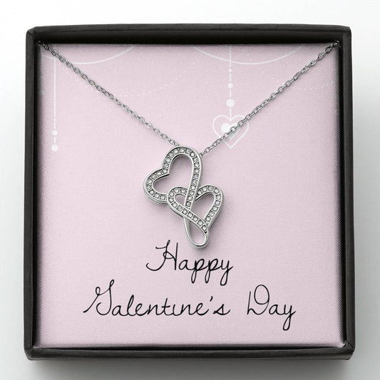 Happy Galentine's Day - Pink Draping - Double Hearts Necklace