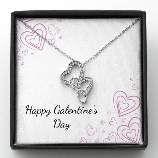 Happy Galentine's Day - Chalk Hearts - Double Hearts Necklace