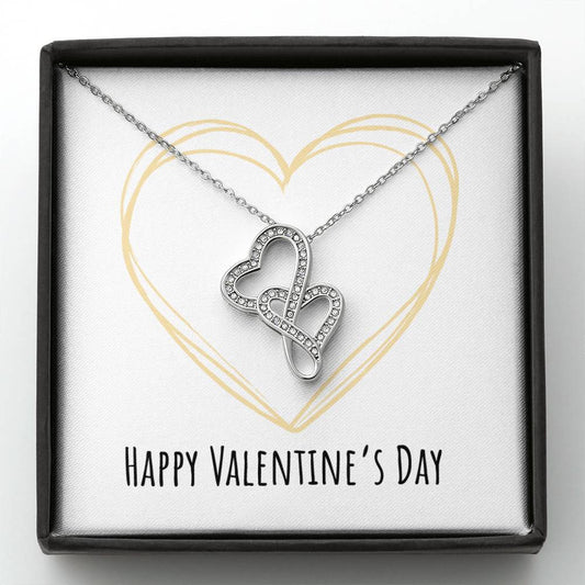 Valentines Day Golden Heart - Double Hearts Necklace