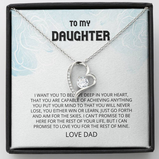 Daughter, Believe Deep Forever Love Necklace, Daughter Gifts, Sweet 16 Gifts, Daughter Jewelry, Gift From Dad, Graduation Gift, Daughter Card,  Birthday Gift, Gift From Mom