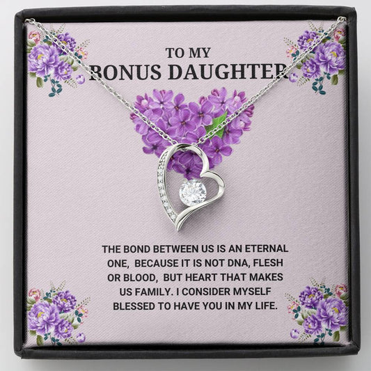 To My Bonus Daughter - Forever Love Necklace, Step Daughter, Adopted Daughter, Daughter In Law Gift, Future Daughter, From Step Dad, From Step Mom