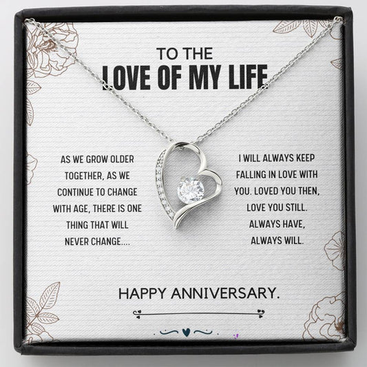 Wedding Anniversary - Falling In Love Forever Love Necklace, Anniversary Jewelry to Wife, Wife Anniversary, Anniversary Card, Wedding Gift,  Anniversary Gift, Wedding Card
