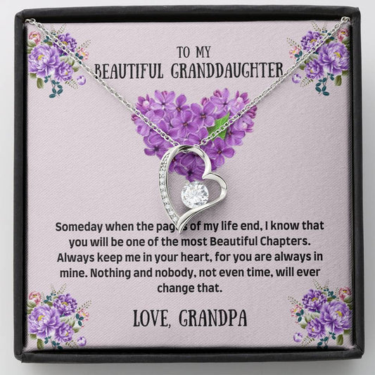 To My Granddaughter - The Most Beautiful Chapters - Forever Love Necklace From Grandpa