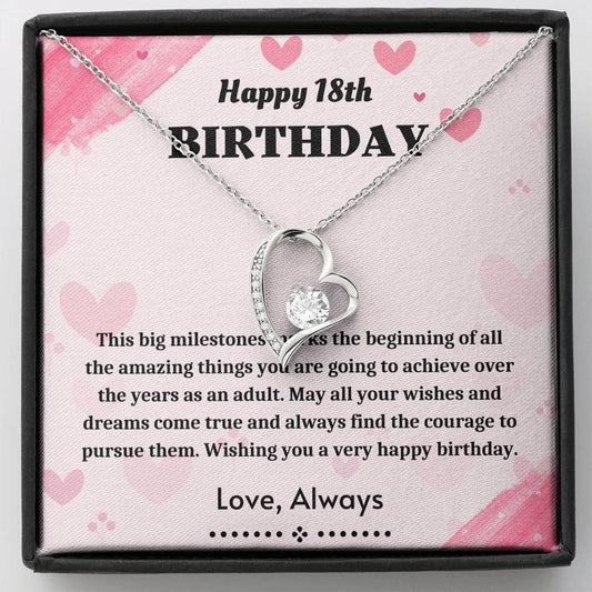 18th Birthday Gift - Forever Love Necklace Birthday 18th, Birthday Present, Birthday Card, Gift For Daughter, Personalized Gifts, Gift For Sister