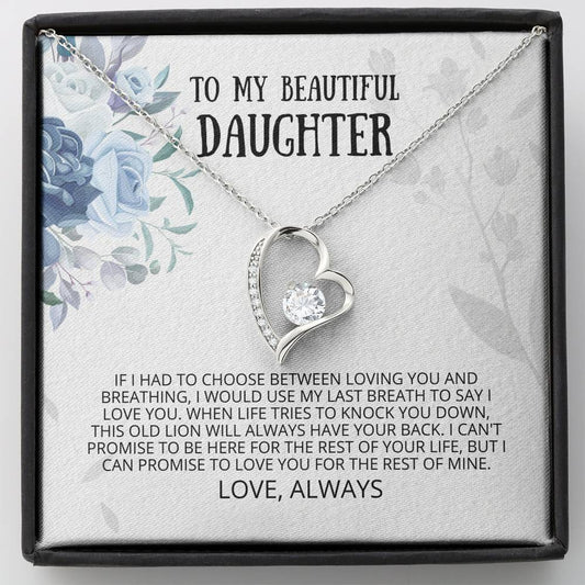 Daughter, Last Breath Forever Love Necklace, Daughter Gifts, Sweet 16 Gifts, Daughter Jewelry, Gift From Dad, Graduation Gift, Daughter Card, Birthday Gift, Gift From Mom