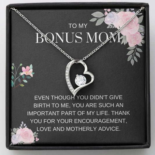Bonus Mom - My Life - Forever Love Necklace - for step mom, gift for bonus Mom, bonus mom jewelry, mothers day, mother in law, parents wedding, step parent gift