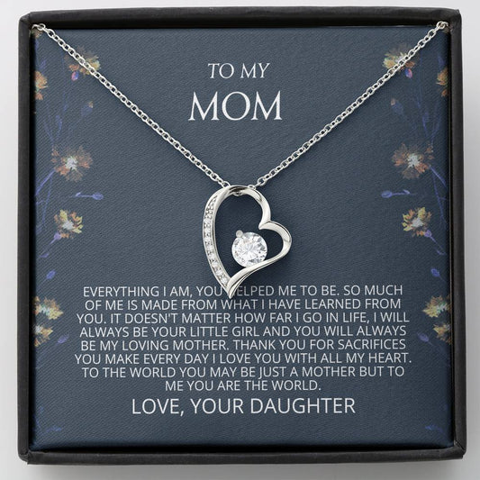 Mom - You Are The World Forever Love Necklace, Mother Daughter Gift, Mothers Day Gift, Mother's Day Card, Gift to Mom from Daughter, Necklace for Mom, Gift Idea for Mom