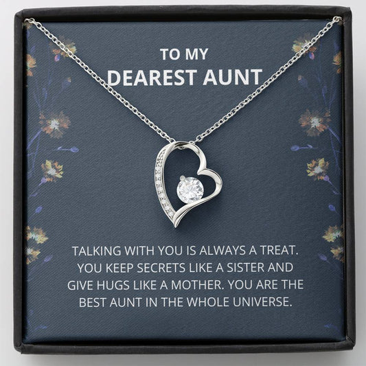 Dearest Aunt - Always A Treat Forever Love Necklace - Gift For Aunt, Aunt Gift, Aunt, Auntie, Card For Aunt, Auntie Gift, Aunt And Niece Gift, Aunty Birthday, Best Aunt Gift