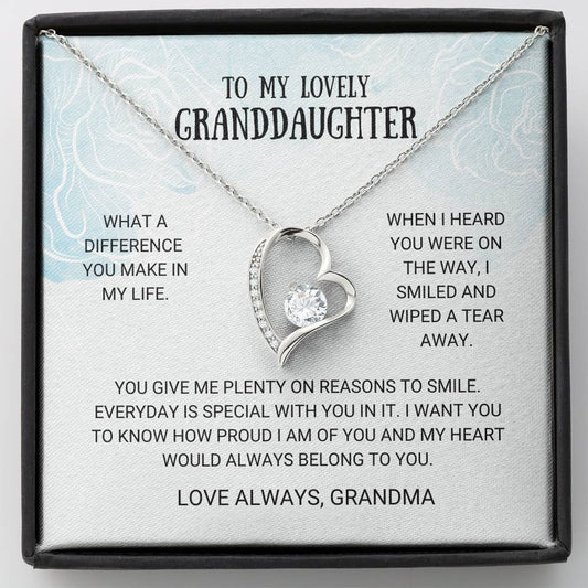 Granddaughter - Reasons To Smile Forever Love Necklace, Gift From Grandma, Granddaughter Gift, Card For Granddaughter, Grandchild Birthday, Wedding Gift, Graduation Gift