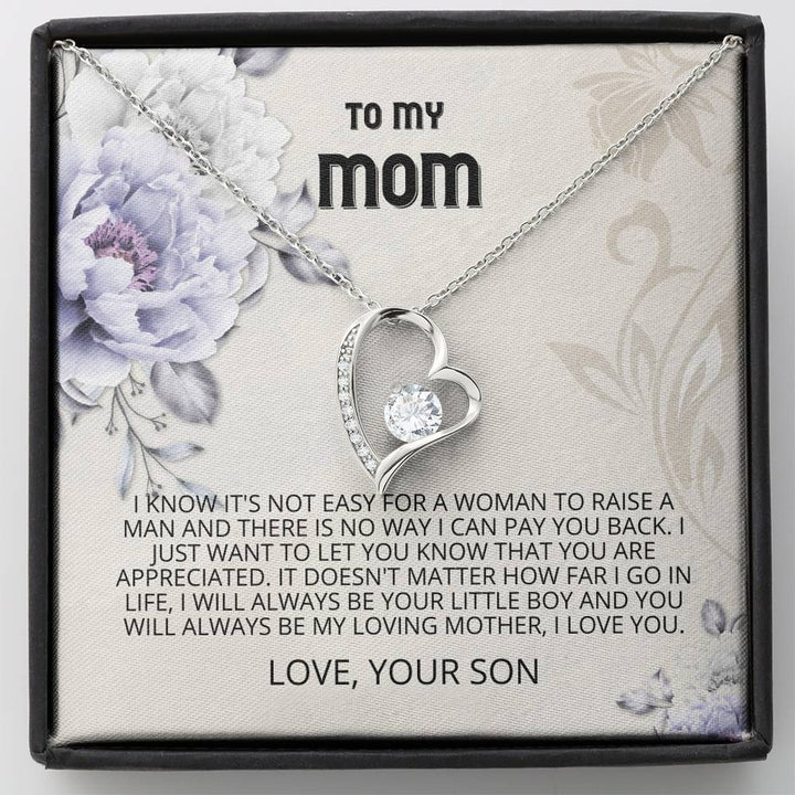 Mom - You Are Appreciated Forever Love Necklace, Mothers Day Card, Mother's Day Gift, Gift for Her, To My Mom, Son, Mom Jewelry, Son Gift to Mom, Gift for Mom from Son