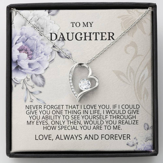 Daughter, Never Forget Forever Love Necklace, Daughter Gifts, Sweet 16 Gifts, Daughter Jewelry, Gift From Dad, Graduation Gift, Daughter Card, Birthday Gift, Gift From Mom