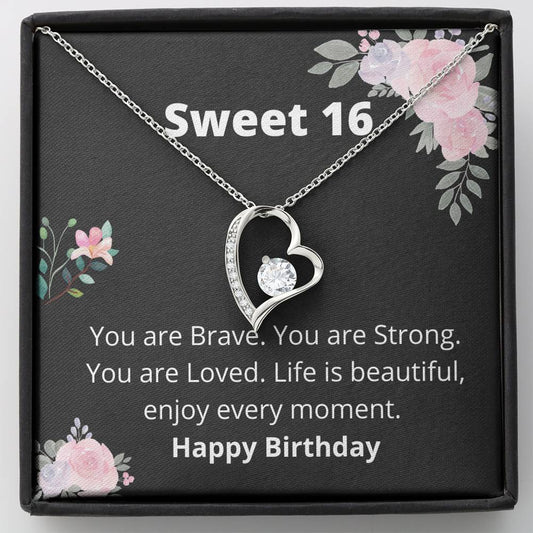Sweet 16-Life is Beautiful- Forever Love Necklace - sweet 16 gift, sweet sixteen, sweet sixteen birthday, sweet 16, sweet 16 necklace, sweet 16th, sweet 16 keychain