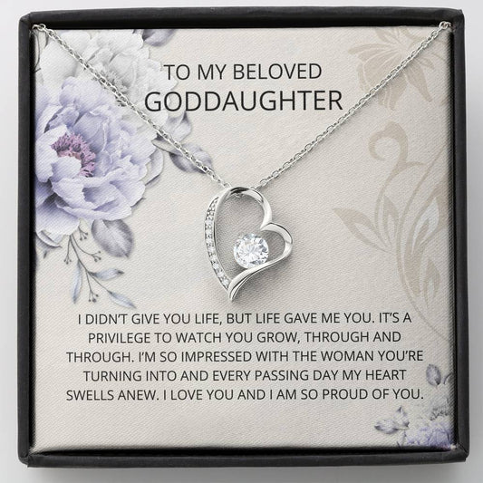 Goddaughter Gifts From Godmother- Goddaughter Baptism, Goddaughter Forever Love Necklace, First Communion, Girl Birthday, Christening, Confirmation Gifts For Girls