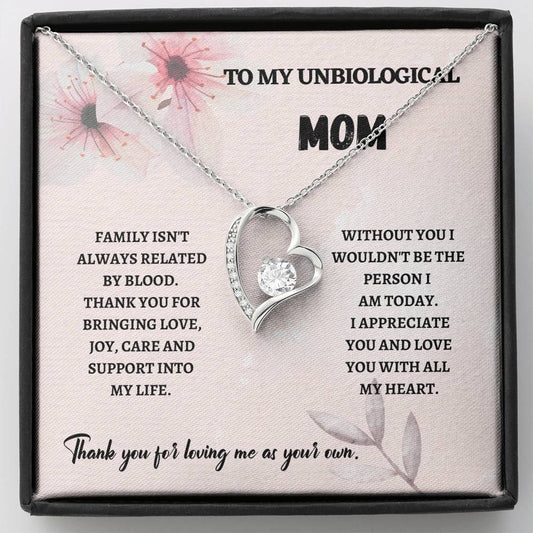 Unbiological Mom - ForeNecklace, Step Mom Gift, Bonus Mom, Foster Mom, Boyfriends Mom Gift, Wedding Gift, Mothers Day Gift, Unbiological Mother