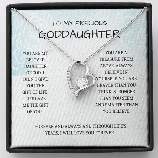 Goddaughter Gifts from Godmother- Goddaughter Baptism, Goddaughter Forever Love Necklace, First Communion, Girl Birthday, Christening, Confirmation Gifts for Girls