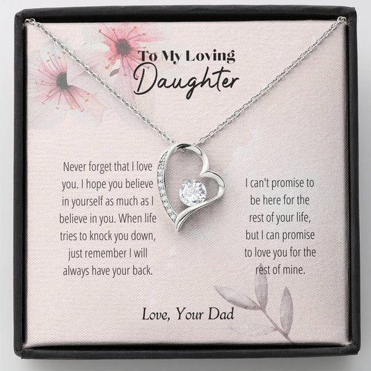 Daughter - Never Forget Forever Love Necklace Gift For Daughter, Gift From Dad, Daughter Gift, Daughter Necklace, Daughter Gift Idea, Father Daughter Gift, Birthday Gift