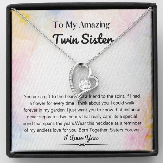 Twin Sister Gift - Forever Love Necklace, Sister Birthday Gift, Christmas Gift, Soul Sister, Brother And Sister, Gift For Sister, Navy Sister, Sister Jewelry