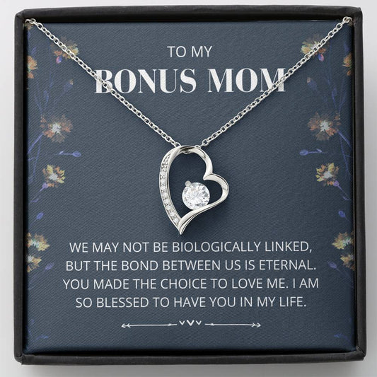 Bonus Mom - Eternal Bond - Forever Love Necklace - bonus Mom, mothers day, mother in law, parents wedding, from step daughter, step parent, foster gift, mom necklace