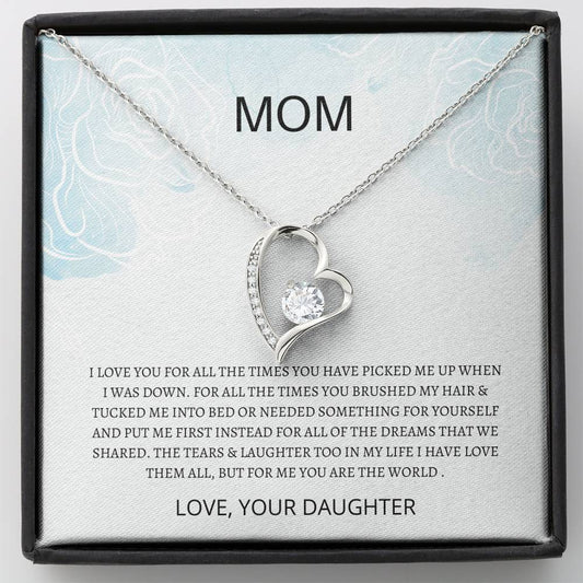 Mom - You Are The World Forever Love Necklace, Mother's Day Gift, Gift for Mother's Day, Mothers Day Card, Mother Daughter, Gift from Daughter, Necklace for Mom, To My Mom