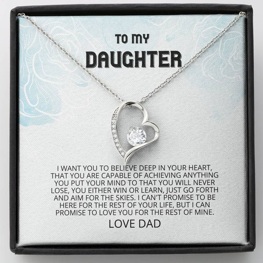 Daughter, Believe Deep Forever Love Necklace, Daughter Gifts, Sweet 16 Gifts, Daughter Jewelry, Gift From Dad, Graduation Gift, Daughter Card,  Birthday Gift, Gift From Mom