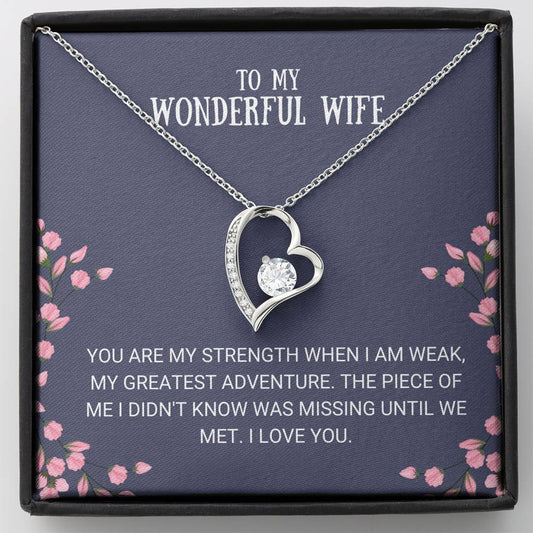 Wife - My Strength Forever Love Necklace - Anniversary Card, Anniversary, Wedding, Anniversary Gift for Wife, I Love You, Wife, Anniversary Gift