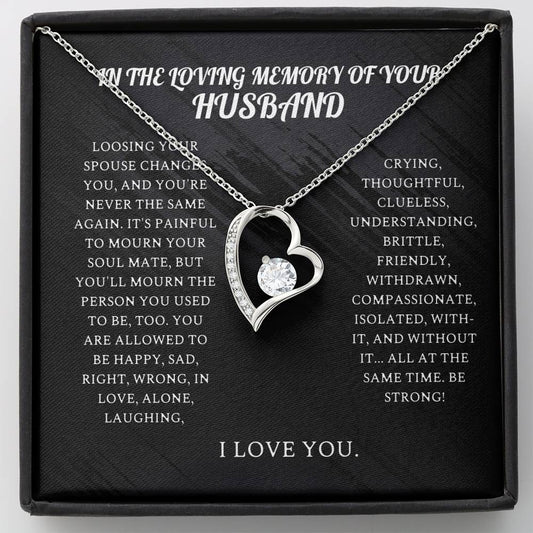 Husband Memorial Forever Love Necklace, Widower Gift, Gift For Widow, Widower Card, Sympathy Card, Thinking Of You, Cardinal For Widow, Card For Friend, Lost Husband Card