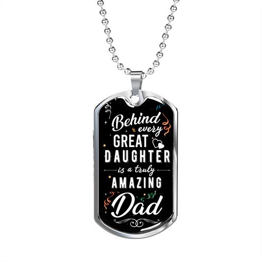Amazing Dad - Birthday, Christmas, Father's Day, Dog Tag Military Chain Gift for Men, Males