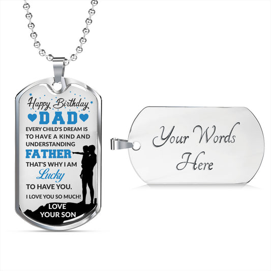 Happy Birthday Dad - Dog Tag Military Chain