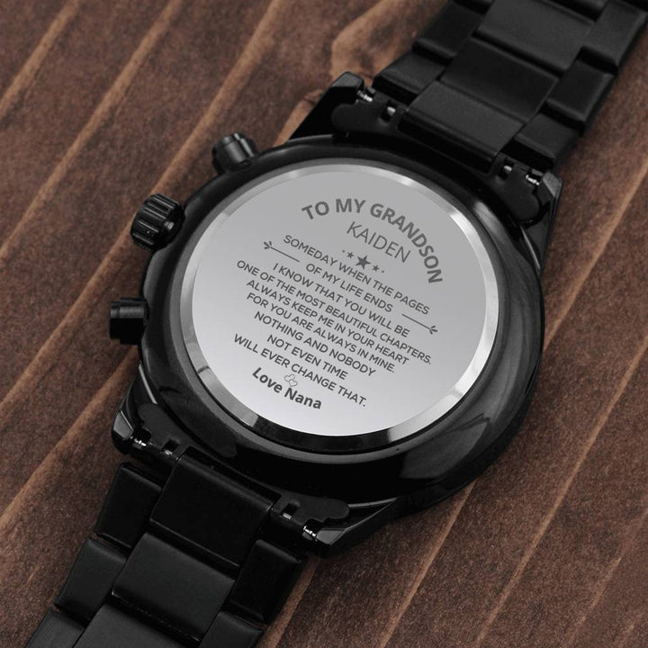 Grandson Gifts -Beautiful Chapters, Stainless Steel Watch, Engraved Gifts, Graduation Gifts, Birthday, Man Watch, Gift For Grandson, Wedding