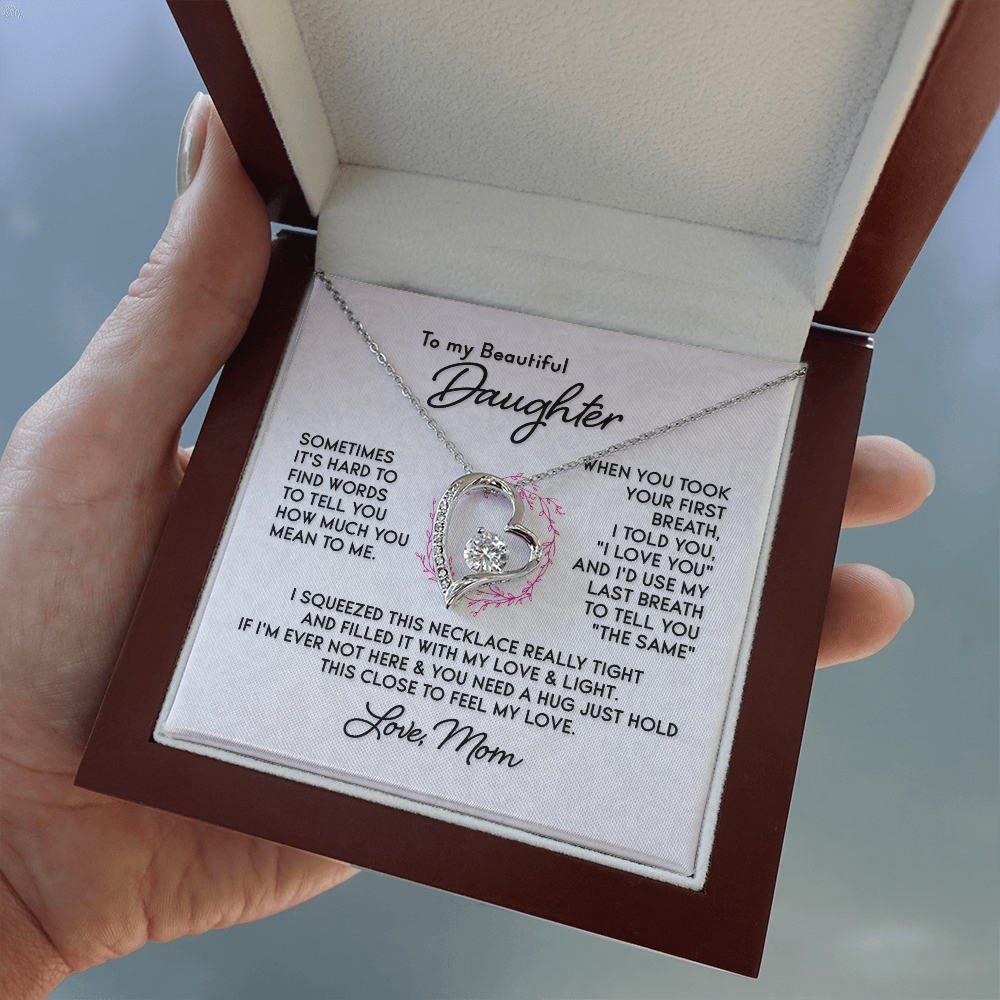 Daughter - Feel My Love - Mother's Day, Birthday, Gift from Mom, Forever Love Necklace for Women, Females