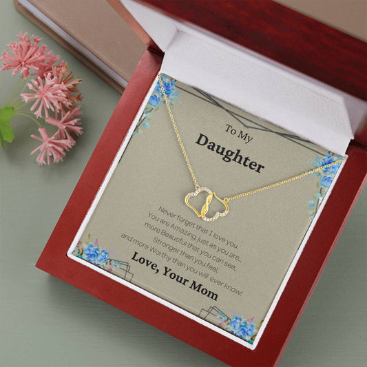 To My Daughter - Everlasting Love Necklace With Card From Mom, Daughter Gift, Sentimental Christmas Gift, Keepsake Gift, Birthday