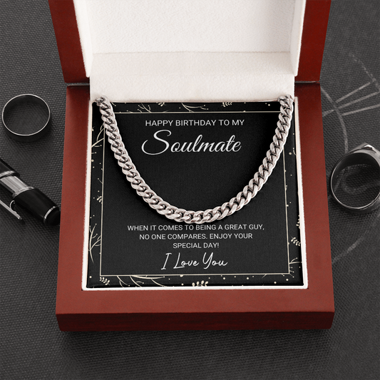 Soulmate - Happy Birthday - Cuban Link Chain, for Men, Male Gift