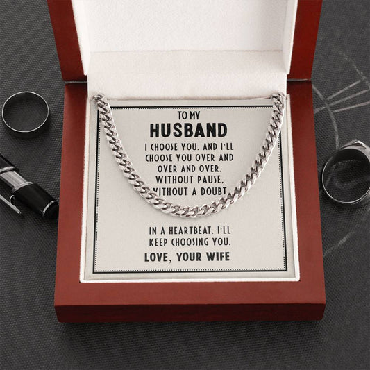 Husband Cuban Link Chain Necklace, Anniversary Xmas Christmas Gift Badass For Husband, Birthday Gift, Wife To Husband Soulmate