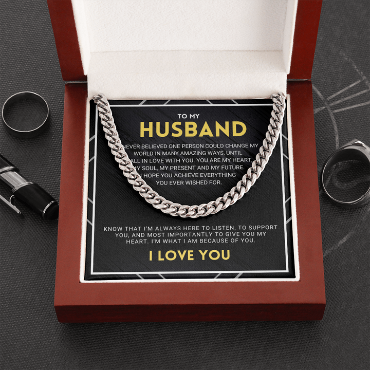 Husband Gift - Because Of You - Cuban Link Chain