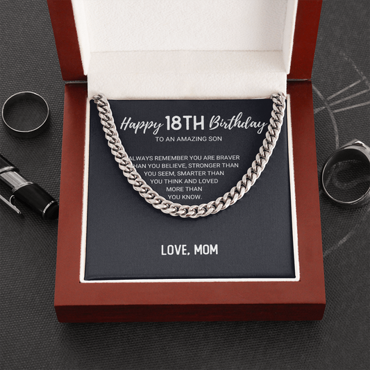 Son - Happy 18th Birthday - Cuban Link Chain, for Men, Male Gift