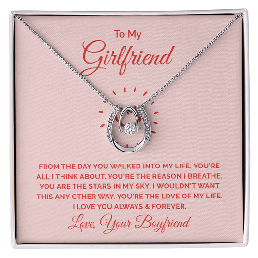 Girlfriend - Love of My Life - Birthday, Anniversary, Bestfriend, Lucky In Love Necklace for Women, Female Gift