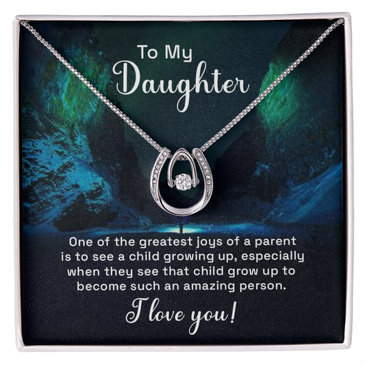 Daughter - Greatest Joys - Birthday, Graduation, Lucky In Love Necklace for Women, Female Gift