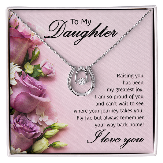 Daughter - My Greatest Joy - Birthday, Graduation, Lucky In Love Necklace for Women, Female Gift