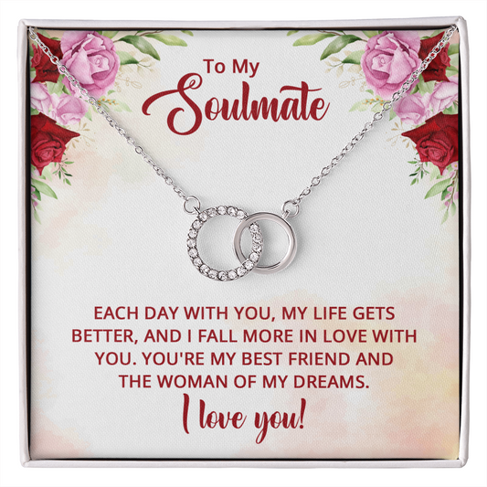 Soulmate - The Woman of My Dreams - Birthday, Anniversary, Perfect Pair Necklace for Women, Female Gift