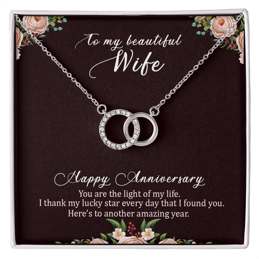 Wife - Happy Anniversary - Perfect Pair Necklace Gift for Women, Females