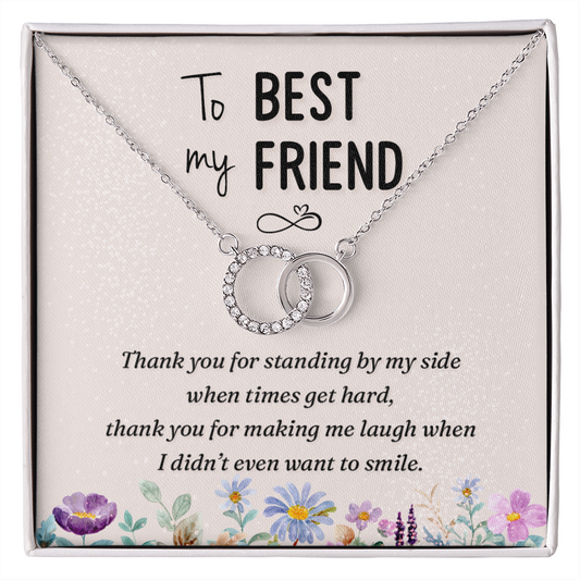 Best Friend - Thank You - BFF Birthday, Friendship, Perfect Pair Necklace Gift for Women, Females