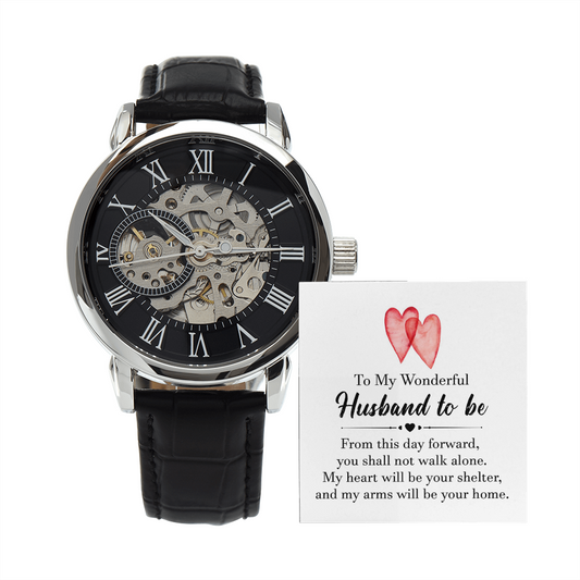 Husband to Be - You Shall Not Walk Alone - Future Husband, Wedding, Anniversary, Openwork Watch for Men, Male Gift