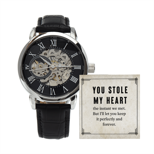My Man - You Stole My Heart - Birthday, Anniversary, Openwork Watch for Men, Male Gift