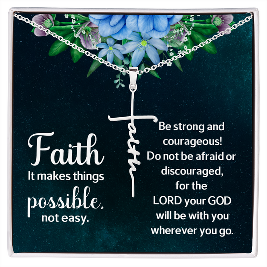 Faith Makes Things Possible - Birthday, Christmas, Faith Cross Necklace for Women, Female Gift