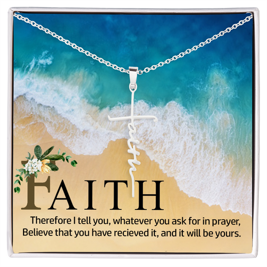 Faith - Believe - Birthday, Christmas, Faith Cross Necklace for Women, Female Gift