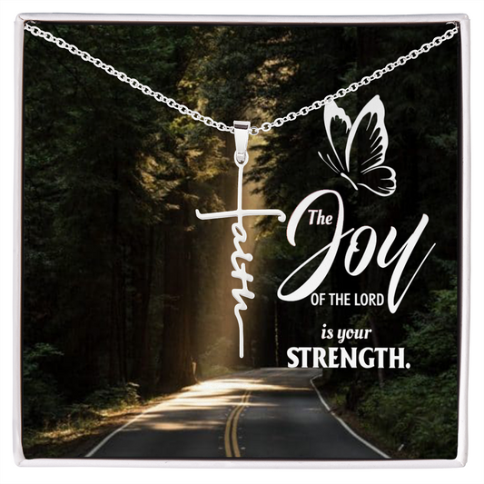 The Joy of the Lord - Birthday, Christmas, Faith Cross Necklace Gift for Women, Females