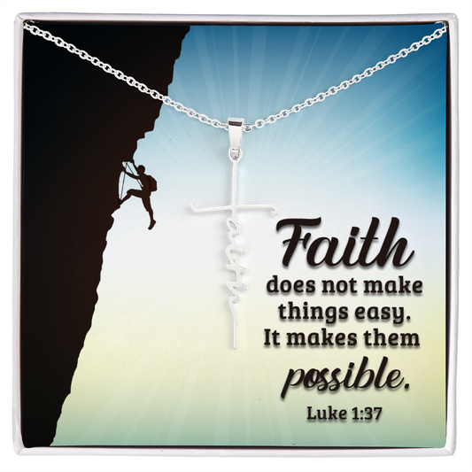 Faith Makes Them Possible - Birthday, Christmas, Faith Cross Necklace for Women, Female Gift