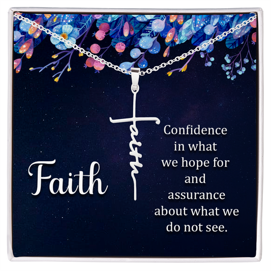Faith - Confidence and Assurance - Birthday, Christmas, Faith Cross Necklace for Women, Female Gift