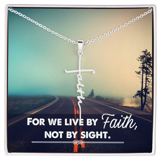 Live by Faith - Birthday, Christmas, Faith Cross Necklace for Women, Female Gift