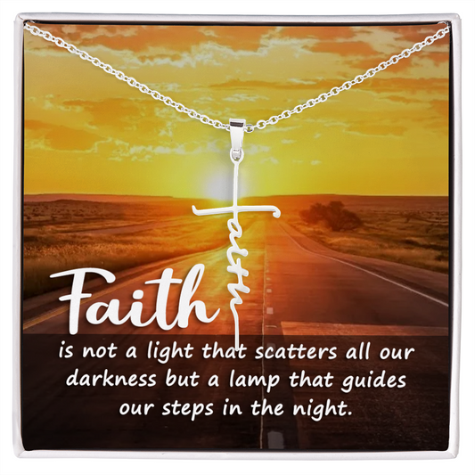 Faith Is A Lamp - Birthday, Christmas, Faith Cross Necklace for Women, Female Gift